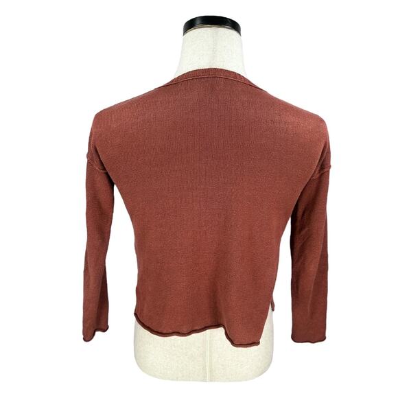 Eileen Fisher Sweater Women’s PP Petites Organic Linen Crew Neck Brown Pullover - Picture 5 of 10